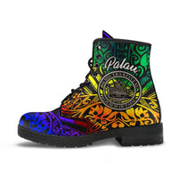 Palau Leather Boots - Rainbow Polynesian Pattern - Polynesian Pride
