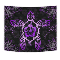 Turtle Hibiscus Violet Tapestry Wall Tapestry Violet - Polynesian Pride