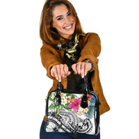 Tonga Polynesian Shoulder Handbag - Summer Plumeria (White) One Size Whitle - Polynesian Pride