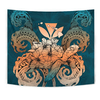 Hawaii Turtle Wave Polynesian Tapestry - Hey Style Orange - Polynesian Pride