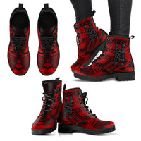 Wallis And Futuna Leather Boots - Polynesian Tattoo Red - Polynesian Pride