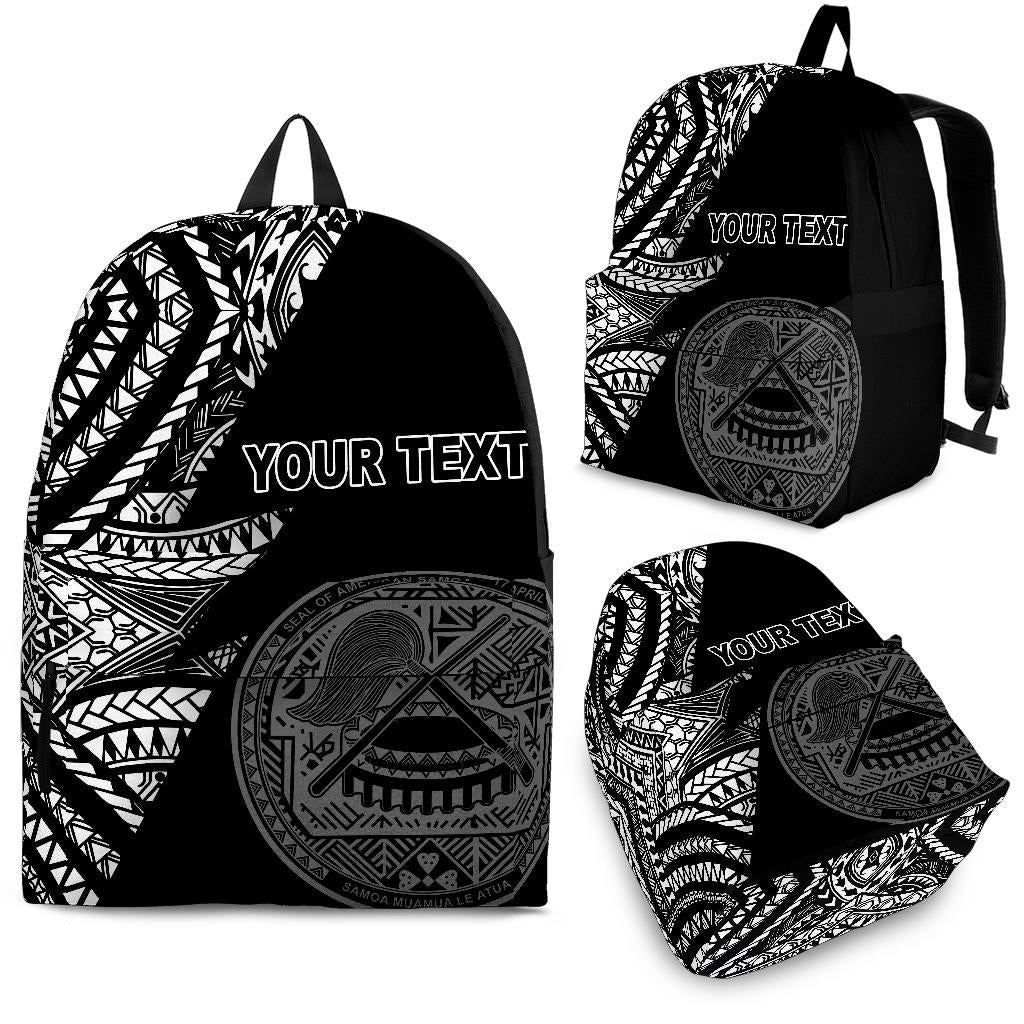 American Samoa Custom Personalised Backpack Flash Black Black - Polynesian Pride