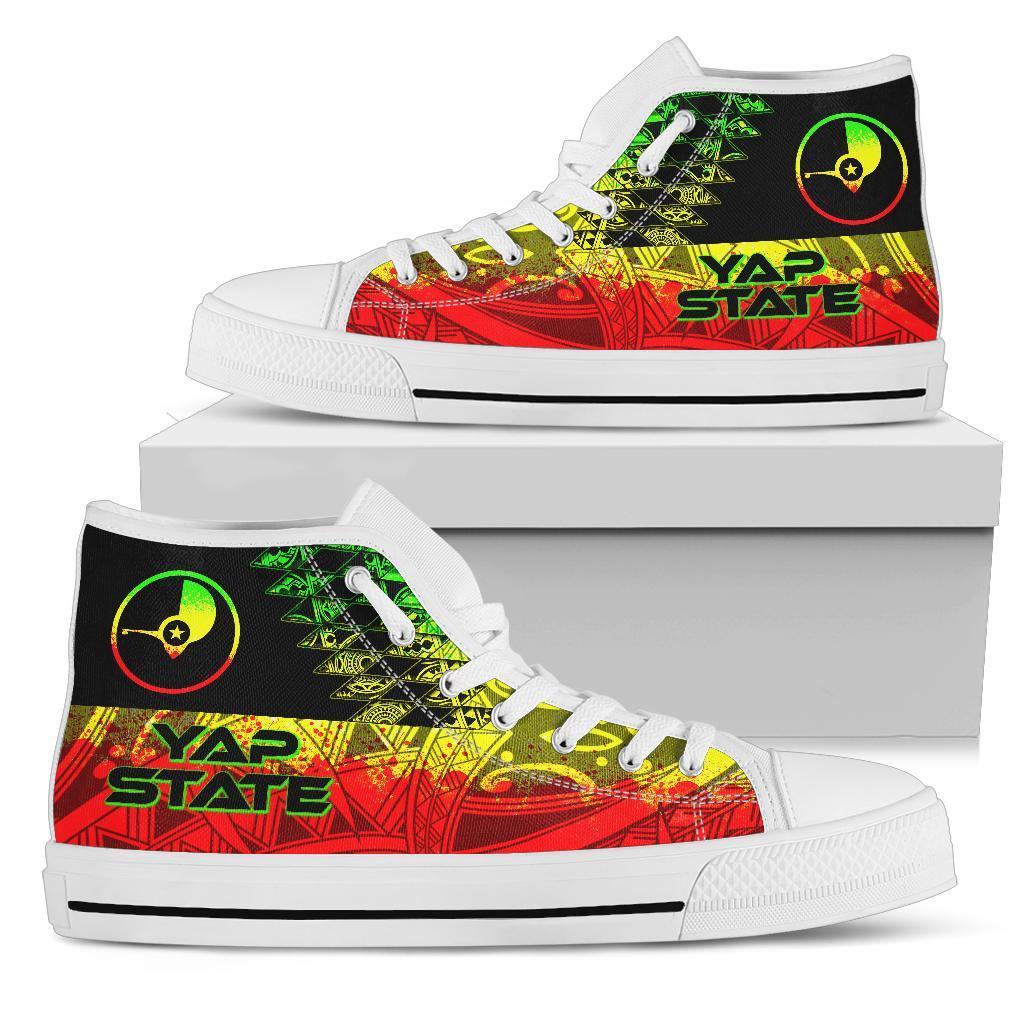 Yap State High Top Shoe - Reggage Color Symmetry Style - Polynesian Pride