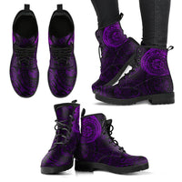 Polynesian Tattoo Style Leather Boots Purple A7 - Polynesian Pride