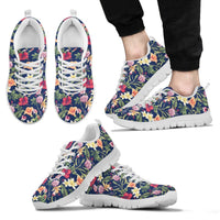 Hawaii Tropical Hibiscus Red And Plumeria White Sneakers Men's Sneakers White - Polynesian Pride
