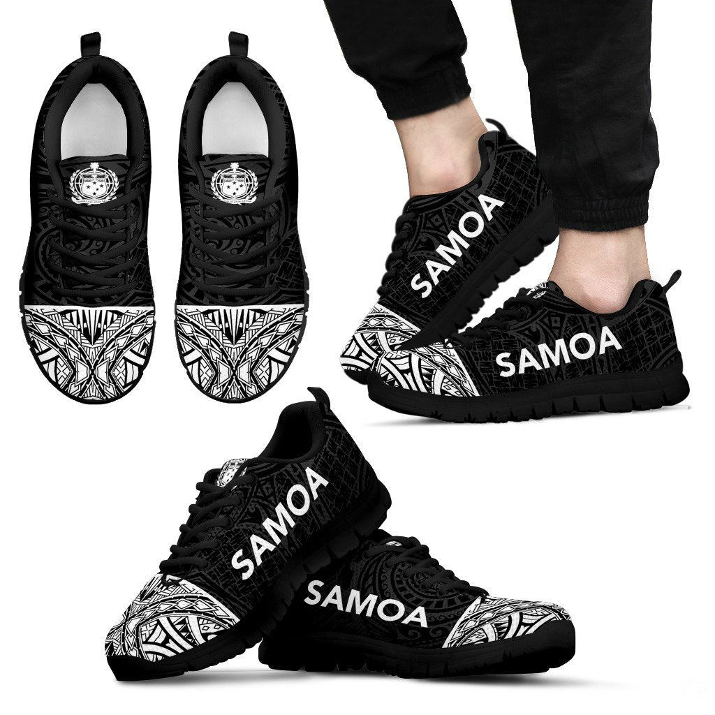 Samoa Sneakers - Samoa Coat Of Arms Polynesian Tattoo Black Style Unisex Black - Polynesian Pride