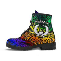 Pohnpei Leather Boots - Rainbow Polynesian Pattern - Polynesian Pride