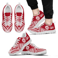 Tahiti Rising Sneakers - Tahiti Flag Polynesian Tattoo (Red) - A16 - Polynesian Pride