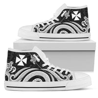 Wallis and Futuna High Top Canvas Shoes - White Tentacle Turtle Unisex White - Polynesian Pride