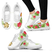 Fiji Sneakers - Fijian Flag Turtle Hibiscus White Version - K5 - Polynesian Pride