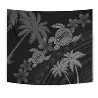 Hawaii Turtle Plumeria Coconut Tree Polynesian Tapestry - Gray - Polynesian Pride
