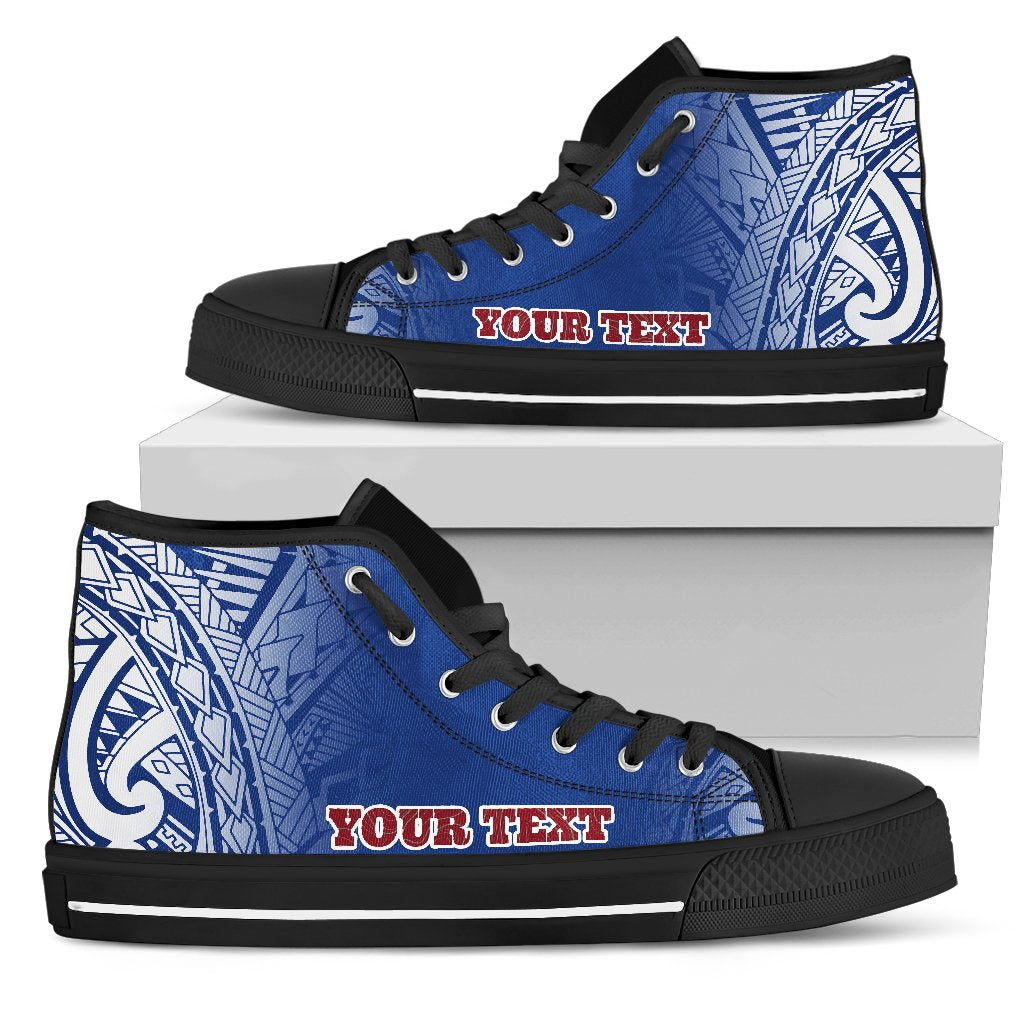 Samoa Custom Personalised High Top Shoes - Polynesian Fog Blue Black - Polynesian Pride