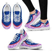 Guam Wave Sneakers - Polynesian Pattern White Purple Color Women's Sneakers - White - Guam White - Polynesian Pride