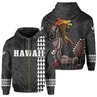 Polynesian Islands Warrior Kakau Hawaii Zip Hoodie Gray Unisex Gray - Polynesian Pride