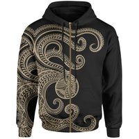 Polynesian Octopus Zip up Hoodie Gold Color Unisex Gold - Polynesian Pride
