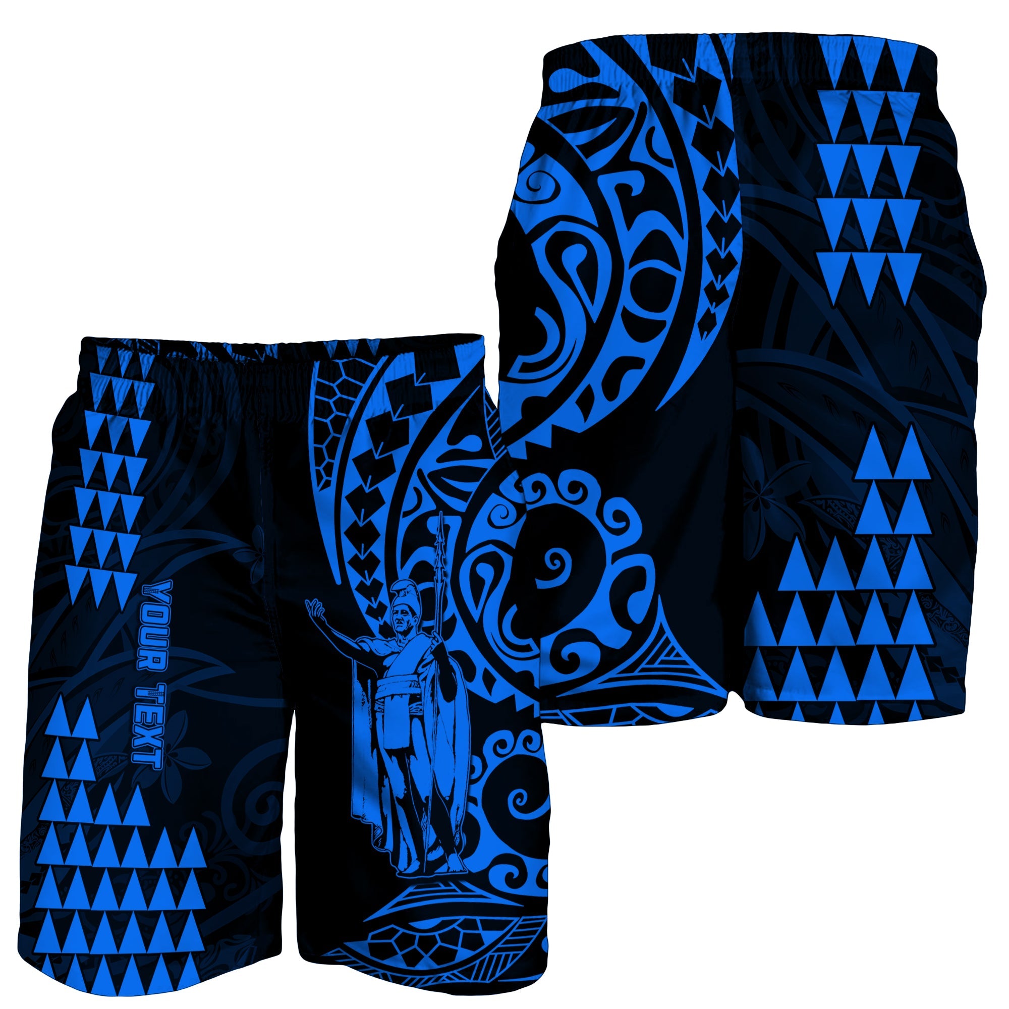 (Custom Personalised) Hawaii Day Kakau Men Shorts Proud To Be Hawaiian Blue King Kamehameha LT13 Blue - Polynesian Pride