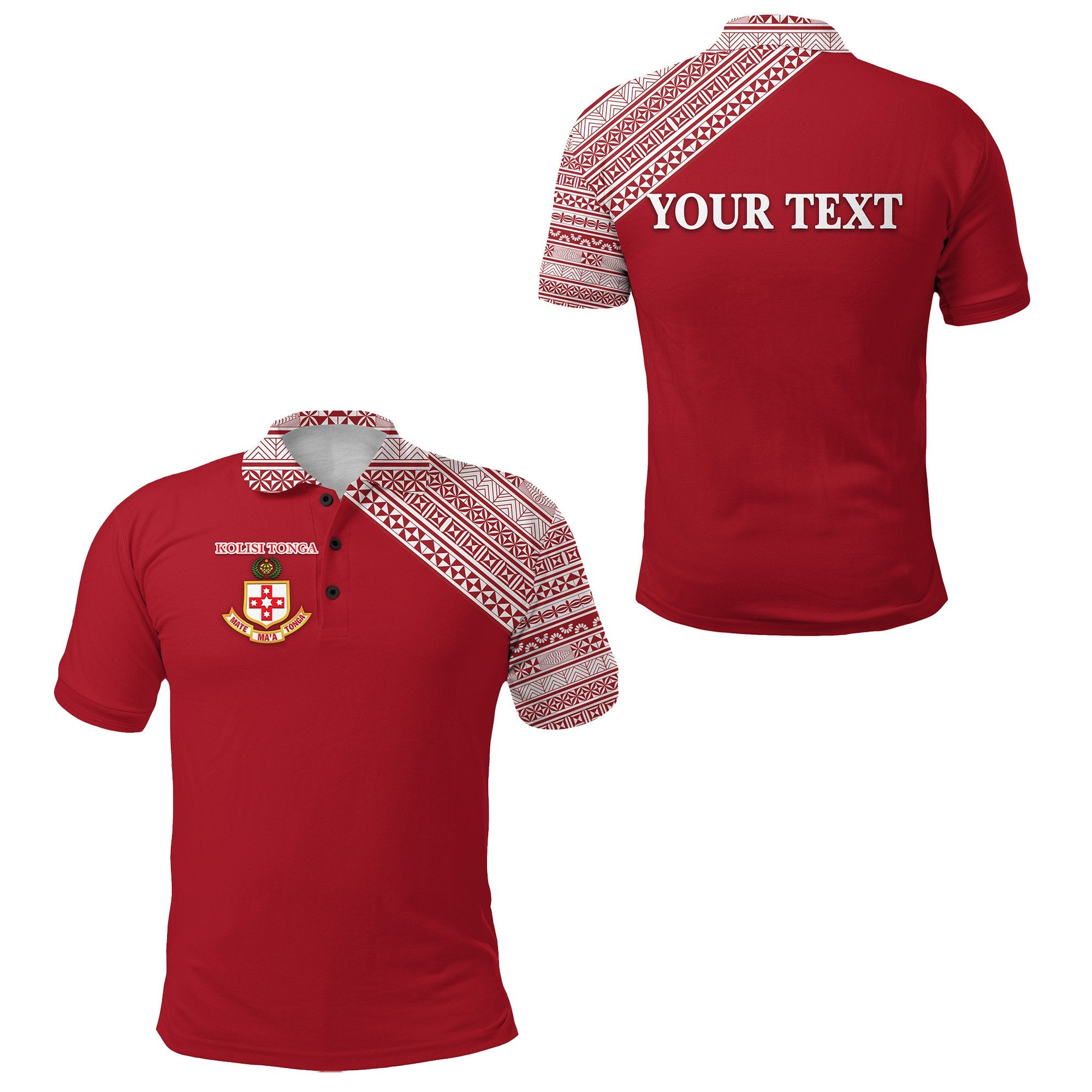 Custom Kolisi Tonga Polo Shirt Mate Maa Tonga Rugby Original NO.1 Unisex Red - Polynesian Pride