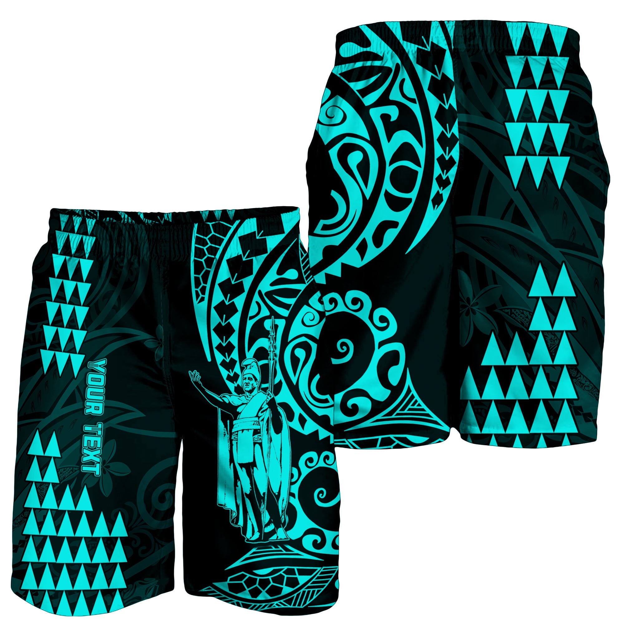 (Custom Personalised) Hawaii Day Kakau Men Shorts Proud To Be Hawaiian Turquoise King Kamehameha LT13 Turquoise - Polynesian Pride
