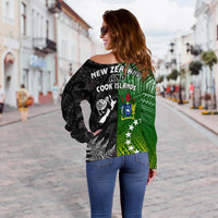 Cook Islands Pattern and New Zealand Kiwi Off Shoulder Sweater LT13 - Polynesian Pride