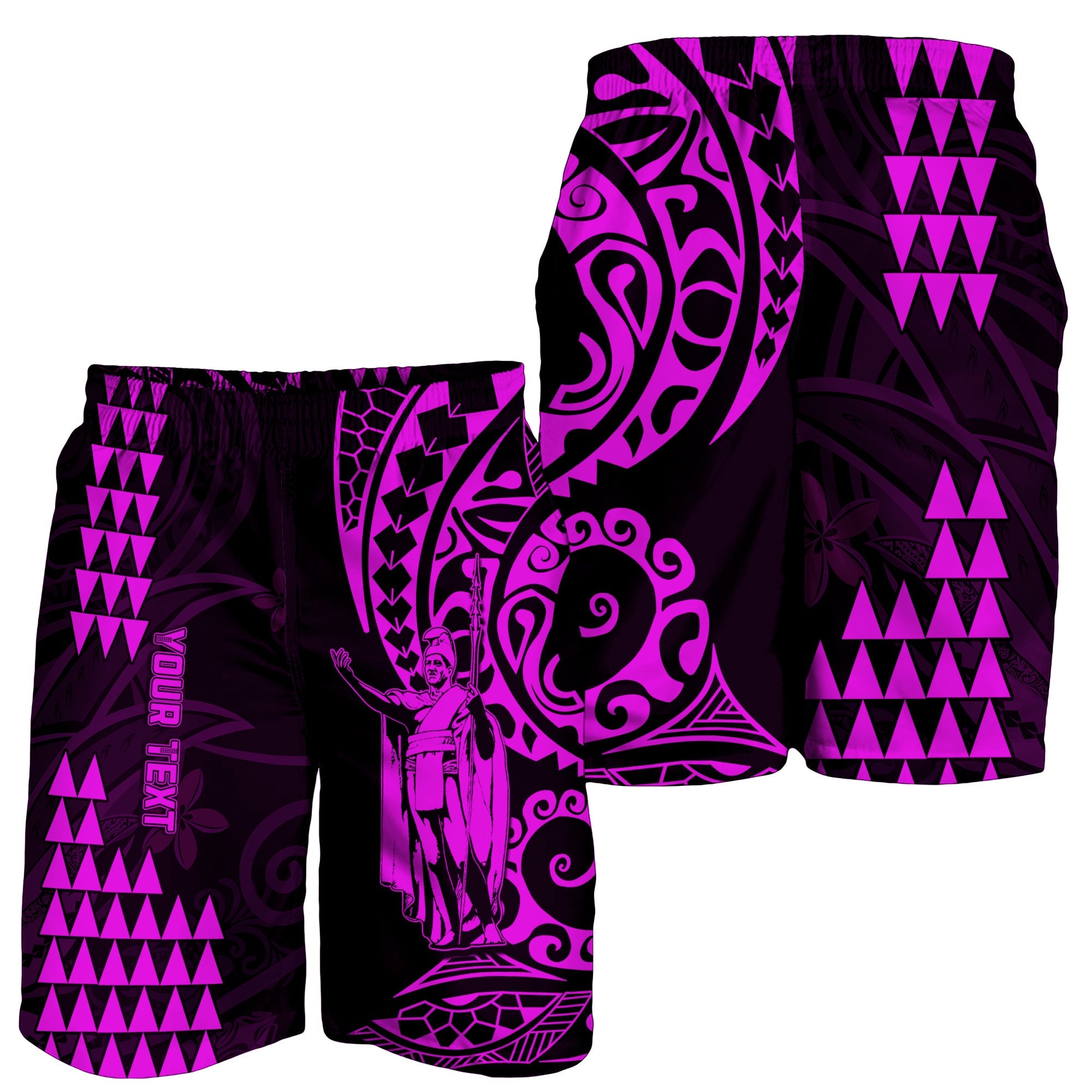(Custom Personalised) Hawaii Day Kakau Men Shorts Proud To Be Hawaiian Purple King Kamehameha LT13 Purple - Polynesian Pride
