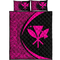 Hawaii Kanaka Polynesian Quilt Bed Set - Circle Style Pink Black - Polynesian Pride
