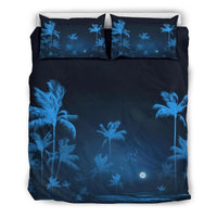 Hawaiian Palm Tree Moon Night Polynesian Bedding Set Black - Polynesian Pride