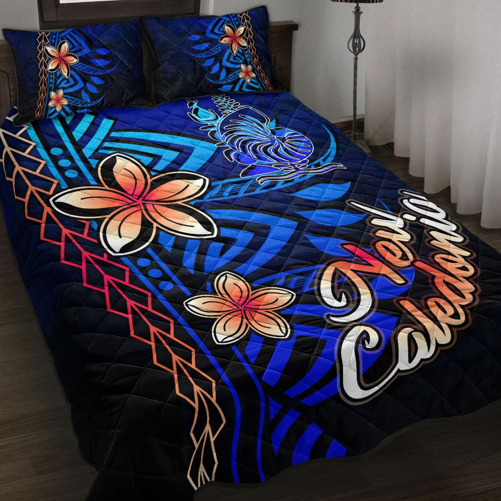 New Caledonia Quilt Bed Set - Vintage Tribal Mountain Blue - Polynesian Pride