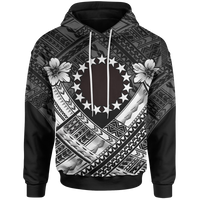 Cook Islands Polynesian Hoodie White Seal Camisole Hibiscus Style Unisex White - Polynesian Pride