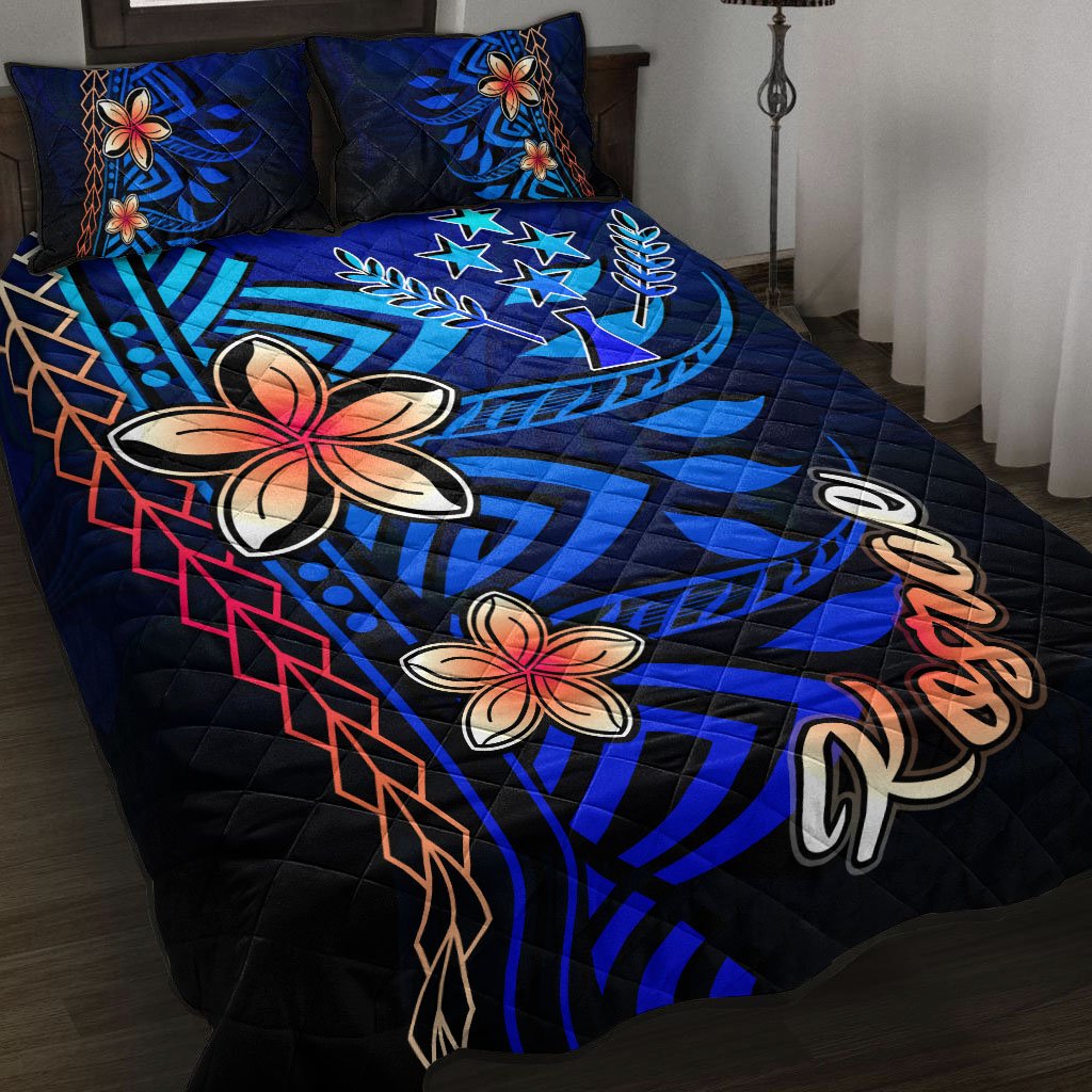 Kosrae Quilt Bed Set - Vintage Tribal Mountain Blue - Polynesian Pride