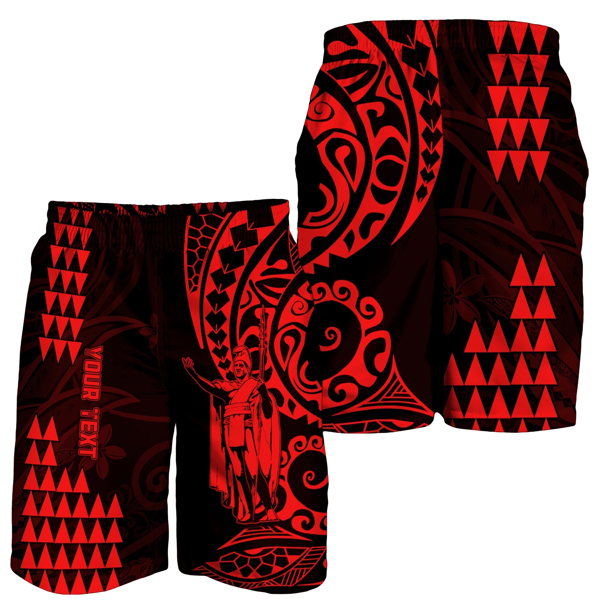 (Custom Personalised) Hawaii Day Kakau Men Shorts Proud To Be Hawaiian Red King Kamehameha LT13 Red - Polynesian Pride