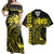 Hawaii Matching Dress and Hawaiian Shirt Hawaii Map Kanaka Polynesian Hula Girl Yellow Blue RLT14 - Polynesian Pride