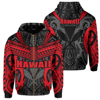 Hawaii Polynesian Tribal Kanaka Maoli Zipper Hoodie Red Mark Style Unisex Red - Polynesian Pride
