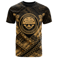 Federated States of Micronesia Polynesian T Shirt Federated States of Micronesia Gold Seal Camisole Hibiscus Style Unisex Black - Polynesian Pride