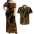 Hawaii Fish Hook Polynesian Matching Dress and Hawaiian Shirt Matching Couples Outfit Unique Style Gold LT8 Gold - Polynesian Pride