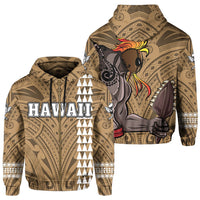 Polynesian Islands Warrior Kakau Hawaii Zip Hoodie Gold Unisex Gold - Polynesian Pride