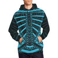 Polynesian Tattoo All Over Hoodie Blue - Polynesian Pride