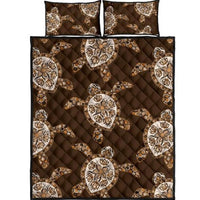 Brown Turtle Quilt Bed Set Black - Polynesian Pride