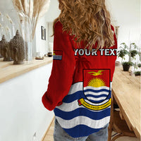 (Custom Personalised) Ribaberiki Kiribati Coat Of Arms Mix Palm Trees Women Casual Shirt LT14 - Polynesian Pride