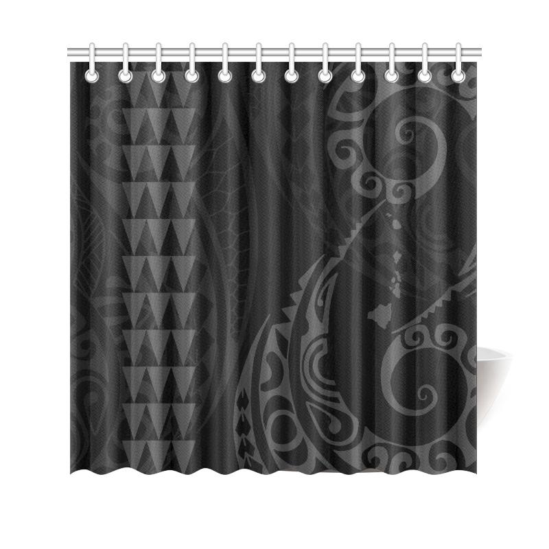 Hawaii Kakau Gray Polynesian Shower Curtain 177 x 172 (cm) Gray - Polynesian Pride
