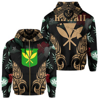 Polynesian Tropic Kanaka Maoli Hibiscus Hawaii Zip Hoodie Gold Unisex Gold - Polynesian Pride