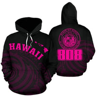 Hawaii Polynesia Hoodie Pink Tatau Style Unisex White - Polynesian Pride