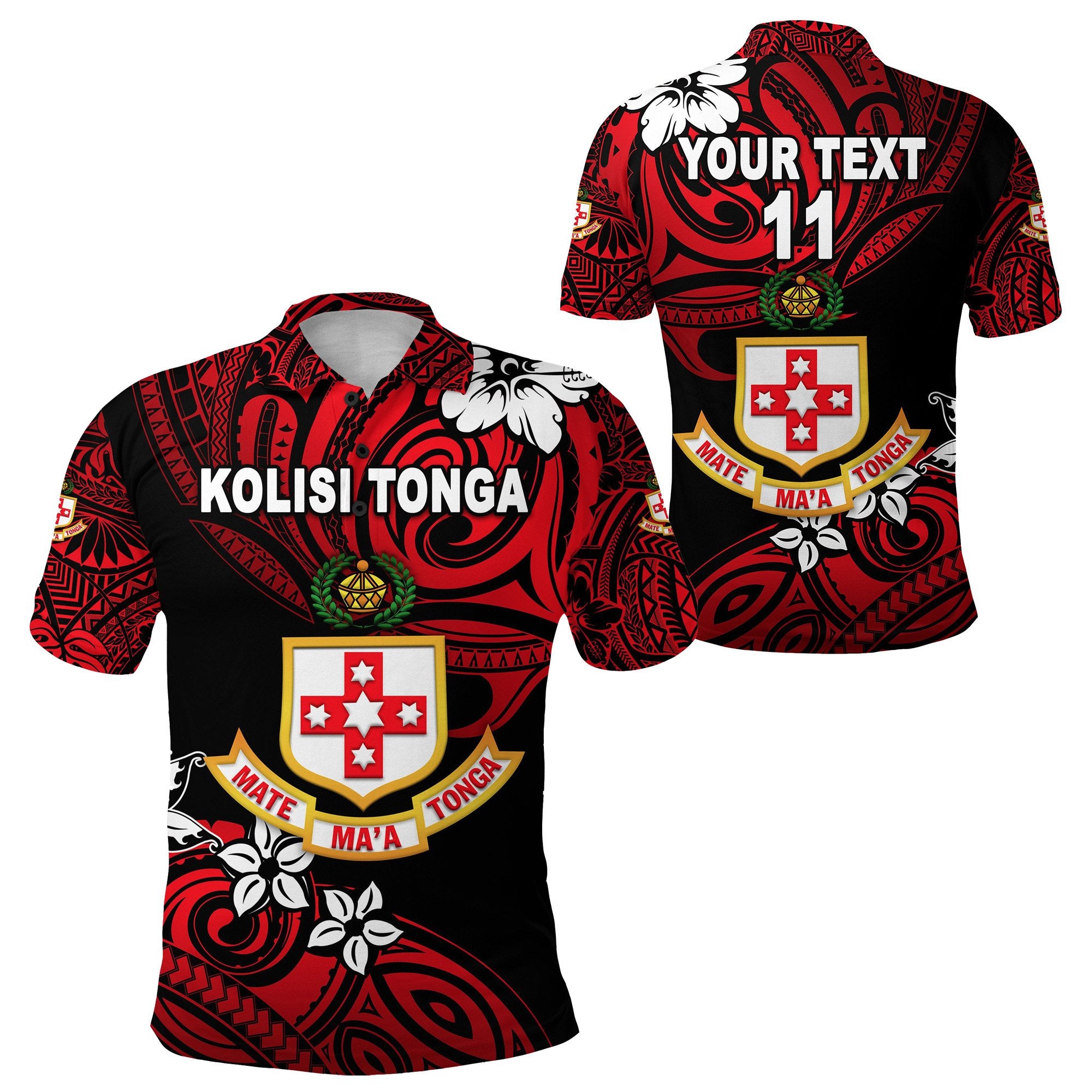 Custom Kolisi Tonga Polo Shirt Mate Maa Tonga Unique Vibes, Custom Text and Number Unisex Red - Polynesian Pride