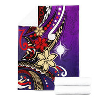 Marshall Islands Premium Blanket - Tribal Flower With Special Turtles Purple Color - Polynesian Pride