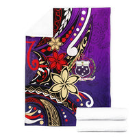 Samoa Premium Blanket - Tribal Flower With Special Turtles Purple Color - Polynesian Pride
