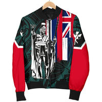 Polynesian Pride Jacket - Hawaii King Flag Polynesian Women's Bomber Jacket - Turquoise - Polynesian Pride