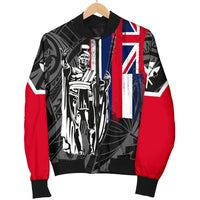 Polynesian Pride Jacket - Hawaii King Flag Polynesian Men's Bomber Jacket - White - Polynesian Pride