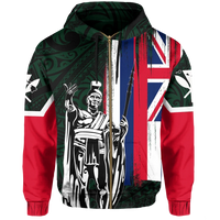 Polynesian Pride Clothing Zip Hoodie Hawaii King Flag Polynesian Green - Polynesian Pride
