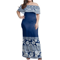 NE Fiji Bula Dress - Tapa Lines Off Shoulder Long Dress - Polynesian Pride