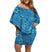 Polynesian Pride Dress - Hibiscus Tribal Mix Polynesia Blue Off Shoulder Short Dress Women Blue - Polynesian Pride