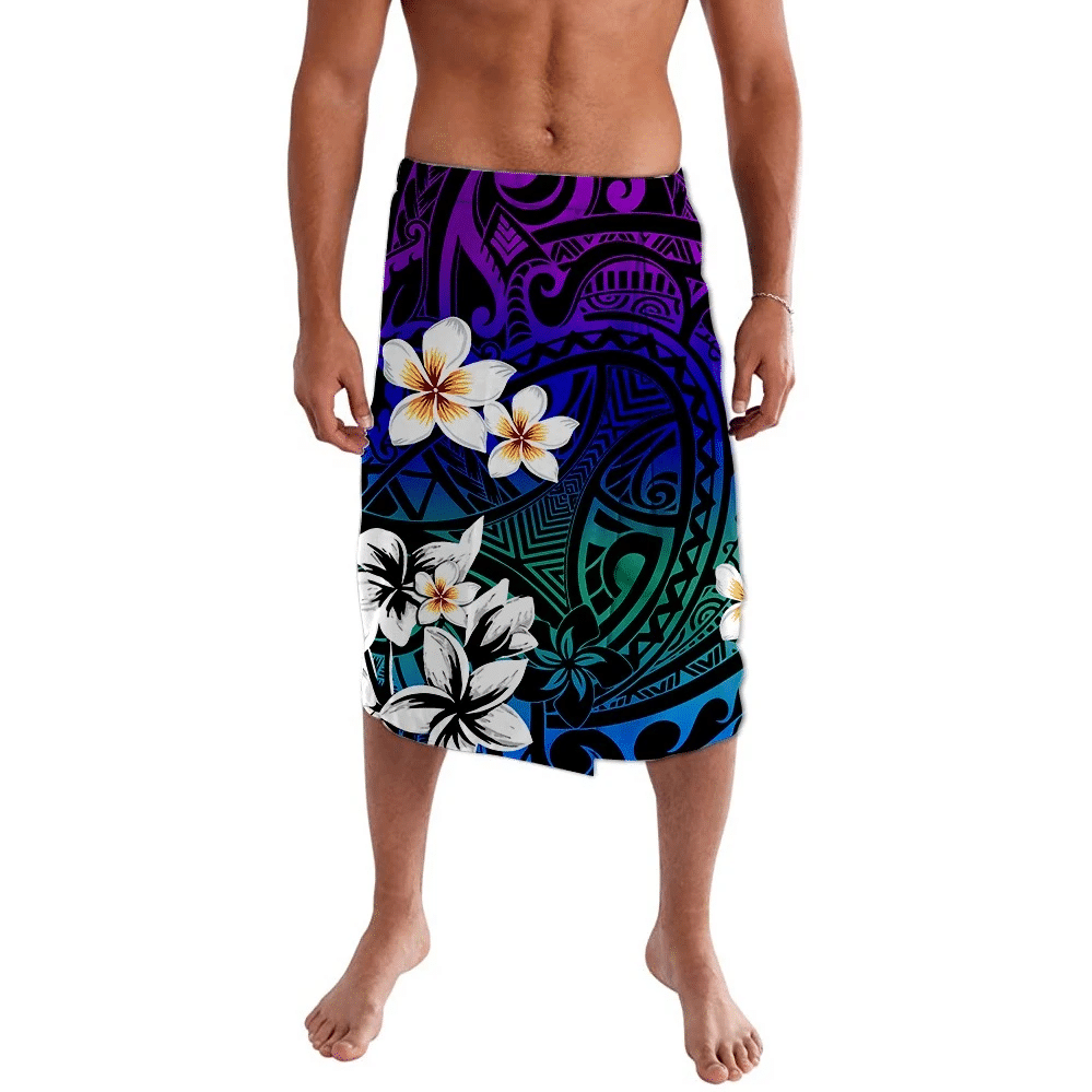 Polynesian Pride Clothing Plumeria Polynesian Blue Purple Gradient Lavalava Lavalava S/M Black - Polynesian Pride